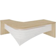 Mesa p/ Escritório em L Diretor Lado Direito - Artany, Carvalho/Branco