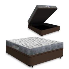 Cama Box Baú Viúva + Colchão D33 Ortobom Iso 100 128cm, Marrom