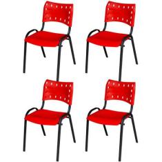 Kit Quatro Cadeiras Ergonômica Escritório Igreja Recepção Encosto Home