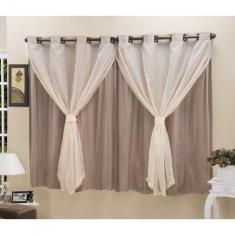 Cortina Blackout PVC com Tecido Voil 2,80 m x 1,80 m Avelã - ECasa