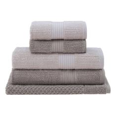 Jogo Toalhas De Banho 5 Pçs Buddemeyer Fio Penteado Canelado Bege