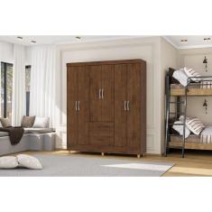 Guarda Roupa Ideal Plus 6 Portas e 2 Gavetas - Cor Imbuia Rústico - Vila Rica