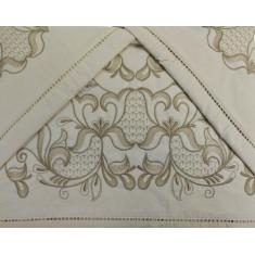 Jogo Lençol Casal Bordado Crivo 4 Peças Percal 200 Fios 100% Algodão -