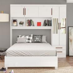 Guarda Roupa Modulado Com Cama Paris 5 Portas Com Espelho E 2 Gavetas Branco