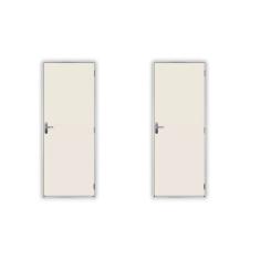 2 Kits Porta De Madeira Lisa 215x85cm Com Batente De Aço 06cm Açomad Branco