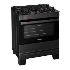 Fogão Esmaltec IDEAL Top Glass T5VAP Preto 5 Bocas com Mesa de Vidro e Acendimento Automático Forno 84L – Bivolt