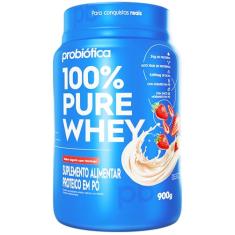100% Pure Whey (900G) - Sabor Iogurte C/ Morango, Probiótica