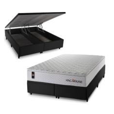 Conjunto Box Baú Preto New Moon Branco 193x203x73 c/ Molas Ensacadas