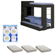 Beliche Ditália Cama Auxiliar Com Colchões + Kit Luz Cm-15 Preto