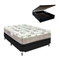 Cama Box Casal com Baú Preto e Colchão Nápoles Espuma D33 - Portobel