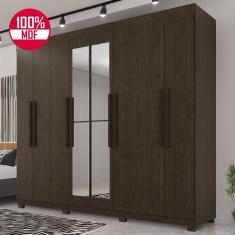 Guarda-roupa De Casal 100% Mdf 8 Portas 4 Gavetas Itália Com Espelho - Tudo De Móveis Cinamomo/off