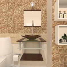 Gabinete De Vidro 40Cm Ac Com Cuba Quadrada - Marrom