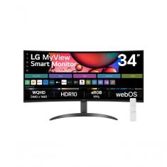 Monitor LG Myview Smart 34SR60QC-B Tela Curva 34" QuadHD 2K 21:9 WebOS Air Play Screen Share Bluetooth ThinQ Home