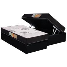Cama Box Baú Solteiro: Colchão Anatômico Polar D28 Orthoface Black + B