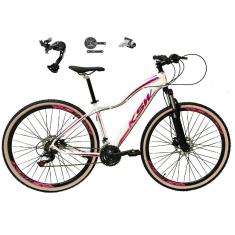 Bicicleta 29 Feminina KSW MWZA Câmbio Shimano Alívio 27v K7 Freio Hidráulico 3x9 Trava Pneus Bege-Feminino