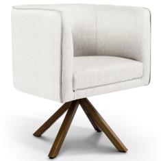 Poltrona Decorativa Giratória Betina C-443 Linho Bege Domi Móveis