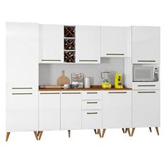 Armário De Cozinha Completa Com Adega 10 Portas 4 Gavetas Favorita Branco/nature