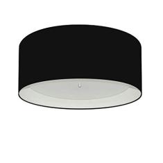 Plafon Cilíndrico Cúpula em Duplo Tecido 50x25 cm, Vivare Iluminação, Plafon3161 PR/BR, Preto/Branco, Médio