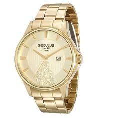 Relógio Seculus Masculino Jesus Dourado 20983GPSKDA1K2