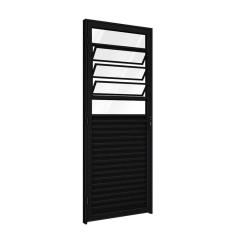 Porta de Aluminio de Giro Mista com Basculante 215x85cm Riobras Preto