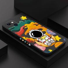 Capa de telefone de astronauta do espaço bonito dos desenhos animados para iPhone 15 Capas para iPhone 14 13 12 11 Pro Max XR XS X 7 8 15 Plus Capa de silicone fosca, 4, para iPhone 13Pro Max