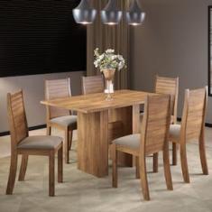 Mesa de Jantar Retangular Viero Carmen com 6 Cadeiras Estofadas e Revestidas em Veludo