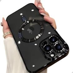 Capa Capinha Clear Case Premium Compatível com Mag-Safe para Carregamento com Indução Para iPhone 14 Pro (Preto)