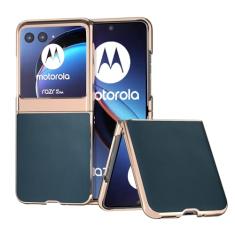 Caso de capa de telefone de proteção Capa compatível com Motorola Razr 40 Ultra, capa de couro genuíno para celular, capa protetora fina e luxuosa com revestimento eletrolítico, macia e antiderrapante