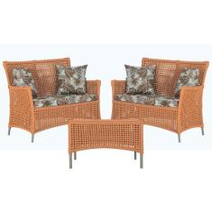 2 Sofás Área e Mesa Igapó Alumínio Pintura Fendi Corda Náutica Estofad