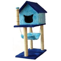Arranhador Para Gatos Casa Com Rede - Azul - Akara Do Gato, Sisal, Azu