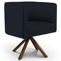 Poltrona Decorativa Base Giratória de Madeira Betina D02 Veludo Preto 