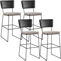 Kit 04 Banquetas Altas Cozinha Sala Jantar Fixa Allana L02 Sintético P