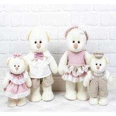 Urso familia chá revelação pelucia palha com 4 pçs  - CKD CONFECCOES, 
