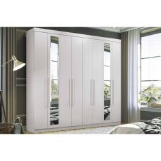 Guarda Roupa 8 Portas (2 C- Espelho) E 4 Gavetas Master New 8.4 Branco - Santos Andirá