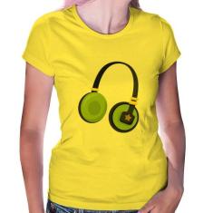 Baby Look Headphone Verde - Foca na Moda, Amarelo, P