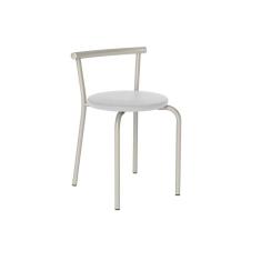 Banqueta Sala De Jantar 105 Kit 2 Un Prata - Assento Courano Branco - Carraro