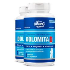 Kit 2 Dolomita Com Vitamina D Unilife 120 Cápsulas