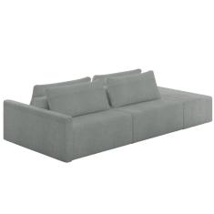 Sofá Ilha Modular Com Puff Para Sala Living 252cm Georgia Z08 Boucle Cinza Claro - Mpozenato