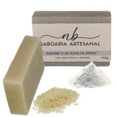 Sabonete Água de Arroz Clareador com Dolomita e Argila Branca Vegano