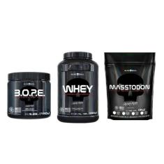 Kit hipercalórico + whey + pré-treino - BLACK SKULL, N/A, CHOCOLATE+BA