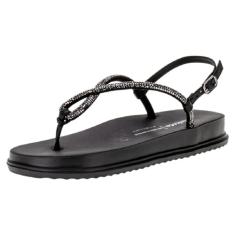 Sandália Feminina Dakota Flatform Papete Strass Preto 37