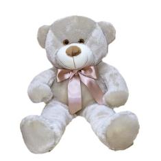 Urso De Pelúcia Avelã  Super Macio 50 Cm - Com Laço Colorido, Decoraçã