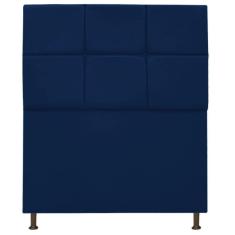 Cabeceira Estofada Damares Solteiro Botonê Suede Azul Marinh