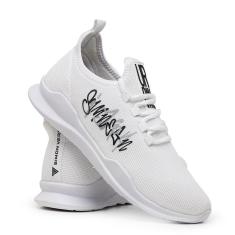 Tênis Casual Urbano Leve Com Palmilha Anatômica Confortável Branco Estampado-Masculino