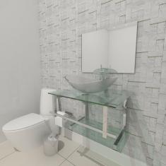 Gabinete de Vidro 60cm para Banheiro Cuba Oval - Sérvia Inox