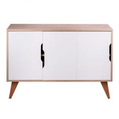 Buffet Aparador Com 3 Portas Murano Carvalho E Branco