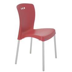 Cadeira Plastica Mona Vermelha Com Pernas De Aluminio Anodizadas - Tra