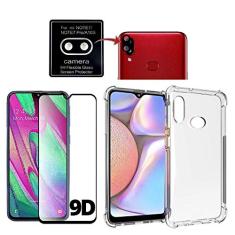 Kit Capa Antishock Compatível Samsung Galaxy A10s + Película 9D Vidro + Película Nano Flexível Câmera