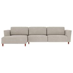 Sofá 370cm com Chaise Esquerda Franz Suede Bege - Gran Belo