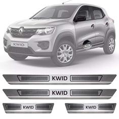 Soleira de Aço Inox Escovado Compatível Com Renault Kwid 4 Portas 2017 18 19